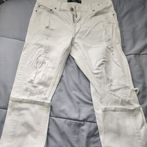 Hollister Men's White Distressed Skinny Jeans